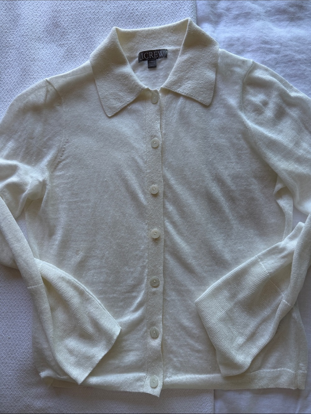 J. Crew Cream Linen Cardigan Small
